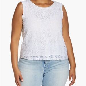 ⚜️ Caslon White Floral Lace Tank Top